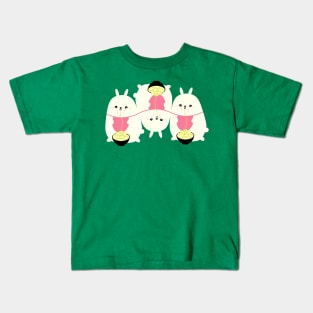 Fat bunny eating noodles pattern Kids T-Shirt